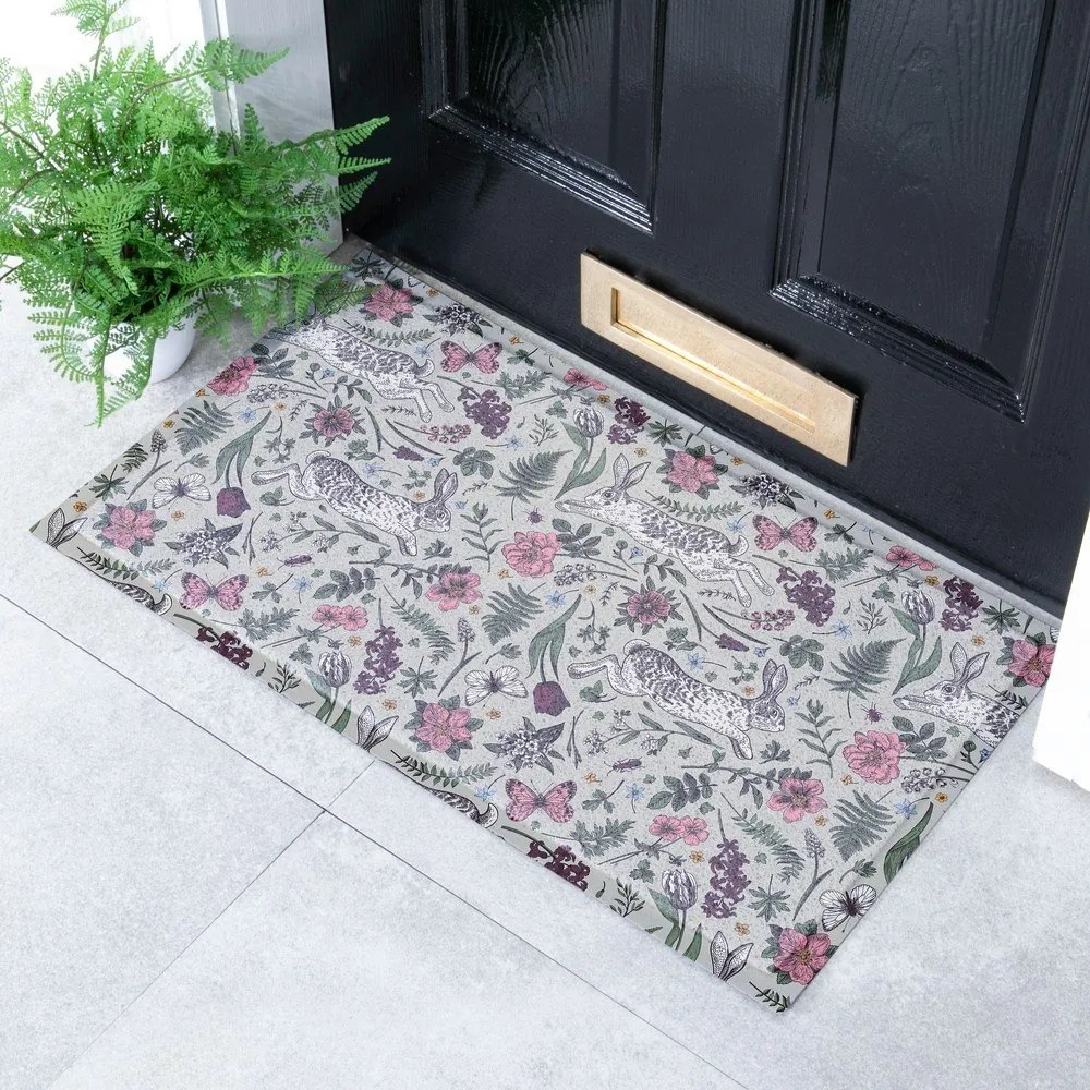 Wycieraczka z PVC 40x70 cm Hare Wildflowers – Artsy Doormats