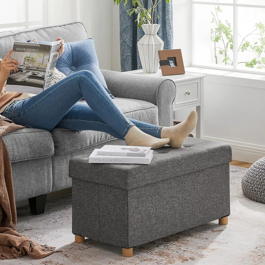 Szara prostokątna pufa ze schowkiem Z8-F57