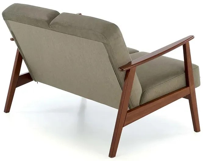Oliwkowa drewniana sofa tapicerowana H9-D49