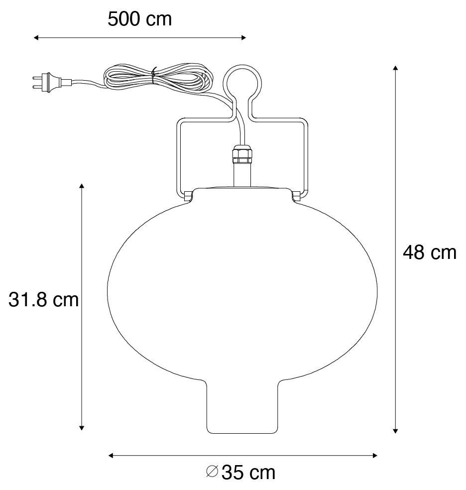 Zewnetrzna Inteligentna lampa wisząca zewnętrzna biała 35 cm z czerwoną wtyczką, w tym Wifi A60 - Pion Nowoczesny Oswietlenie zewnetrzne