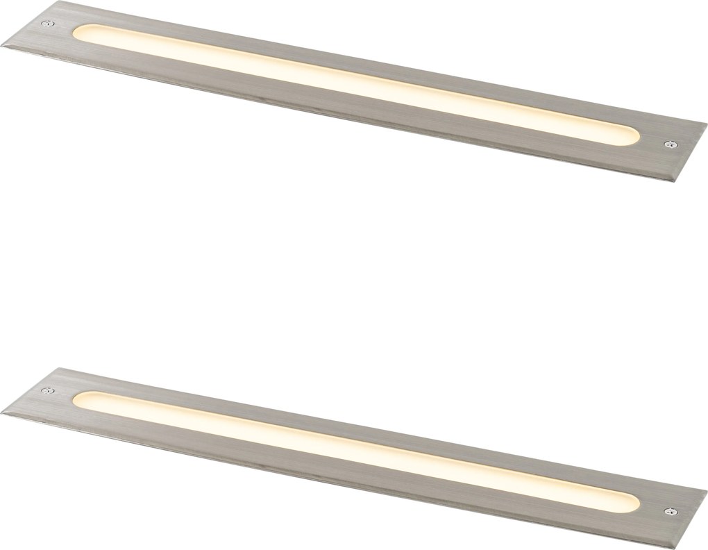 Zestaw 2 nowoczesnych reflektorów gruntowych stalowych 50 cm z LED IP65 - Eline