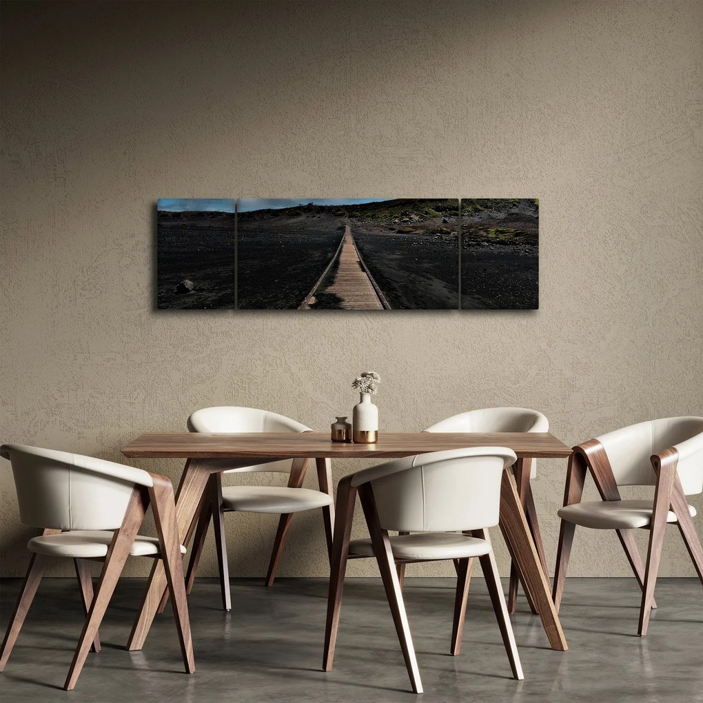 Obraz drewnianej ścieżki o zmierzchu (170x50 cm)