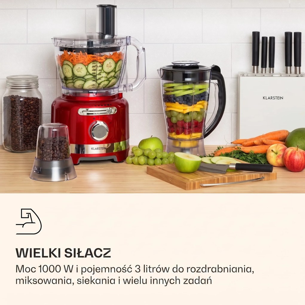Klarstein Luca 1000W 1.75L Blender Stołowy i Malakser Czerwony