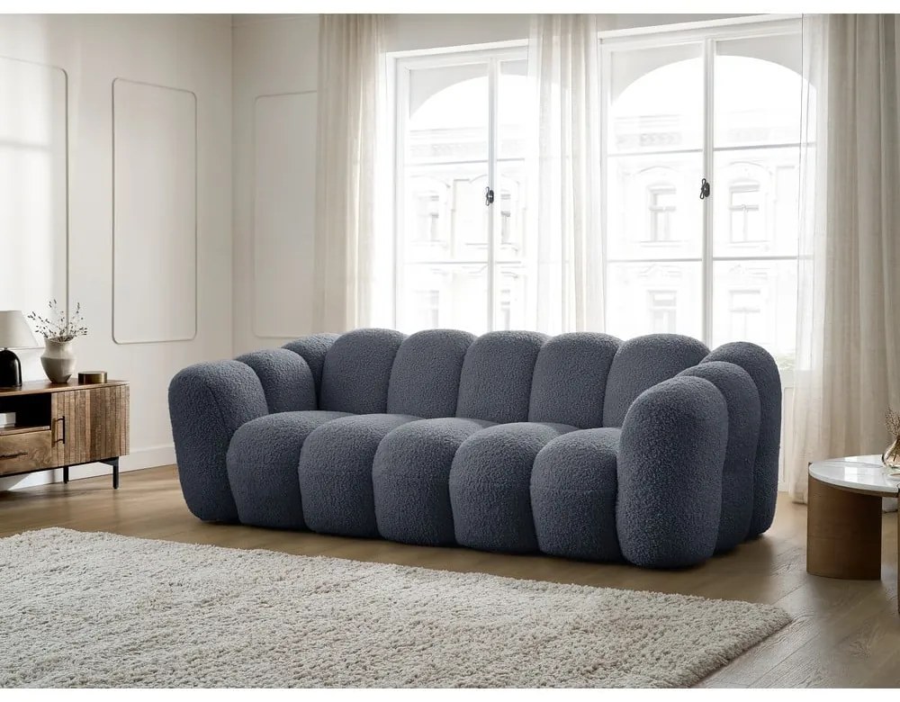 Ciemnoszara sofa z materiału bouclé 232 cm Hippolyte – Bobochic Paris