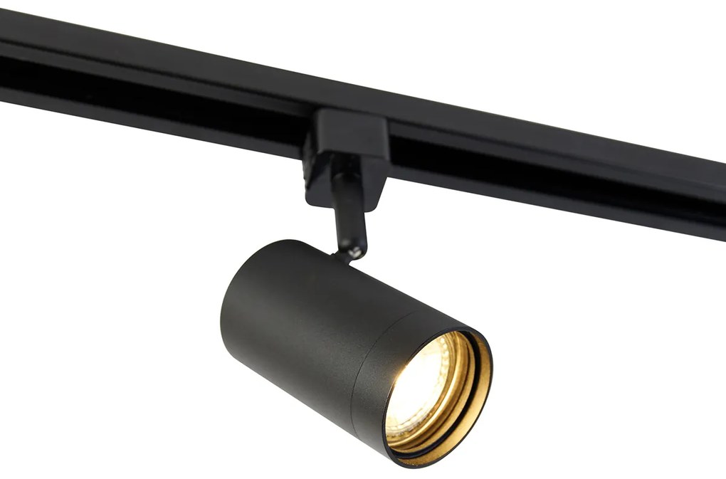 Inteligentny system oświetlenia szynowego z 6 czarnymi reflektorami jednofazowymi 200 cm - Iconic Jeana Nowoczesny Oswietlenie wewnetrzne