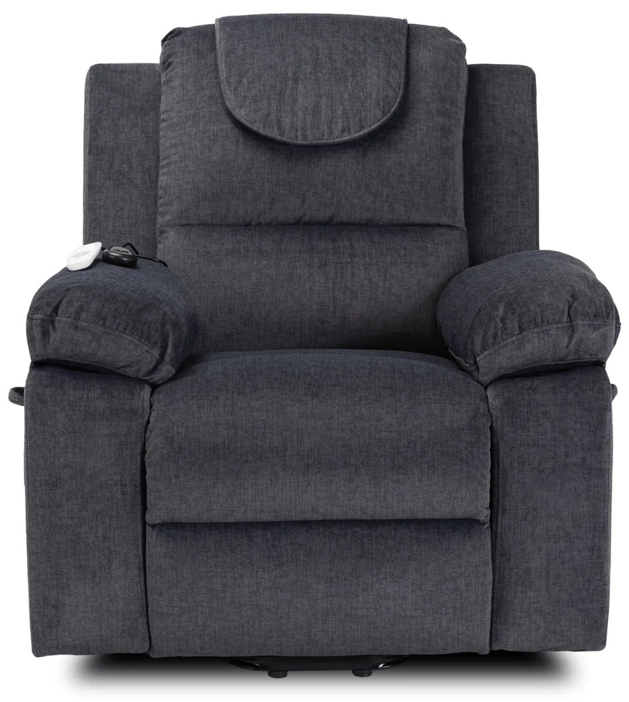 Fotel Masujący FENIX z Funkcją Wstawania Elektrycznie Rozkładany Ciemny Popiel Nowoczesny