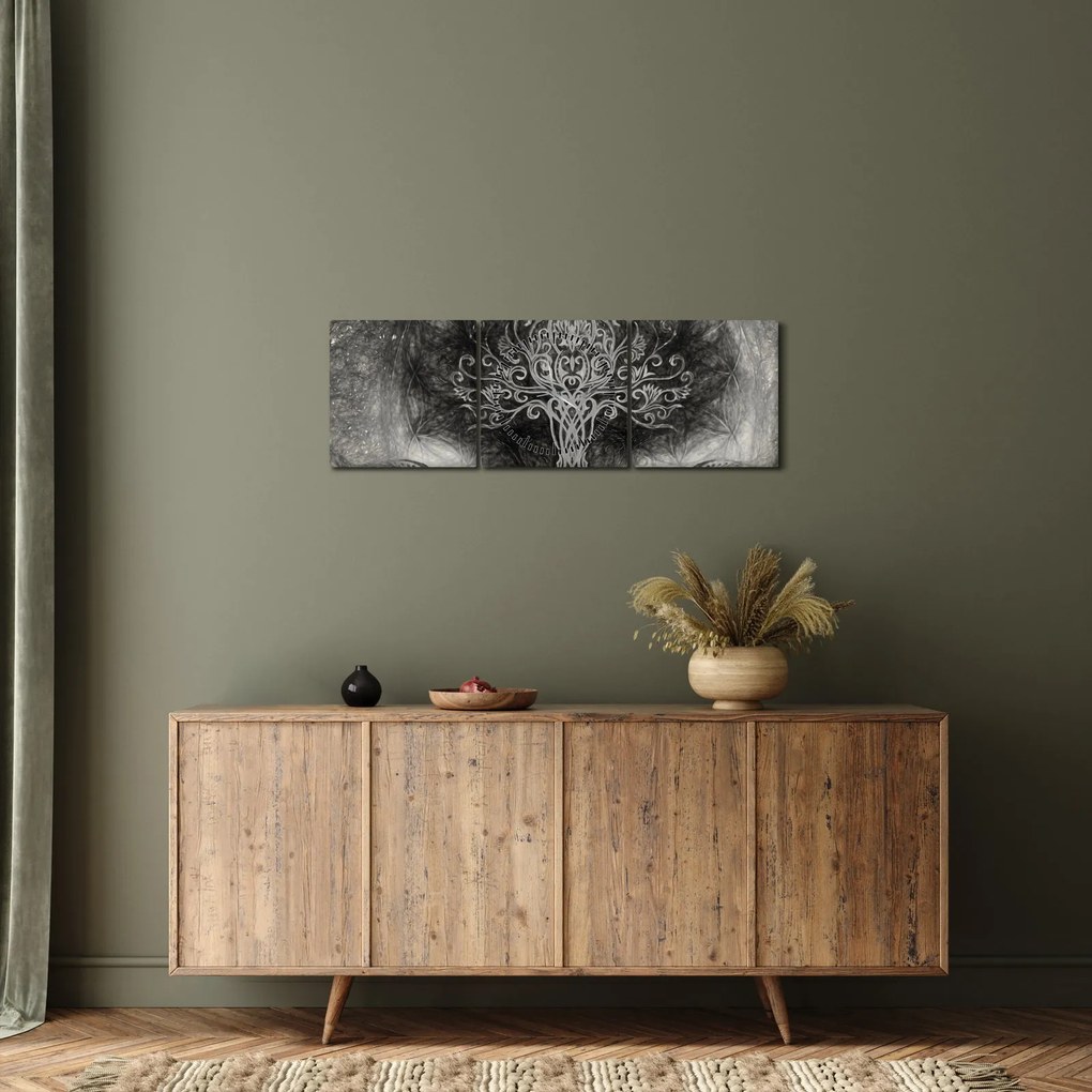 Obraz - Drzewo życia (z zegarem) (90x30 cm)