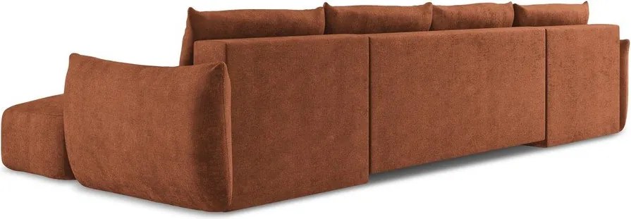 Rozkładany narożnik z tkaniny szenilowej (w kształcie litery U) w kolorze terakoty Leila – Makamii