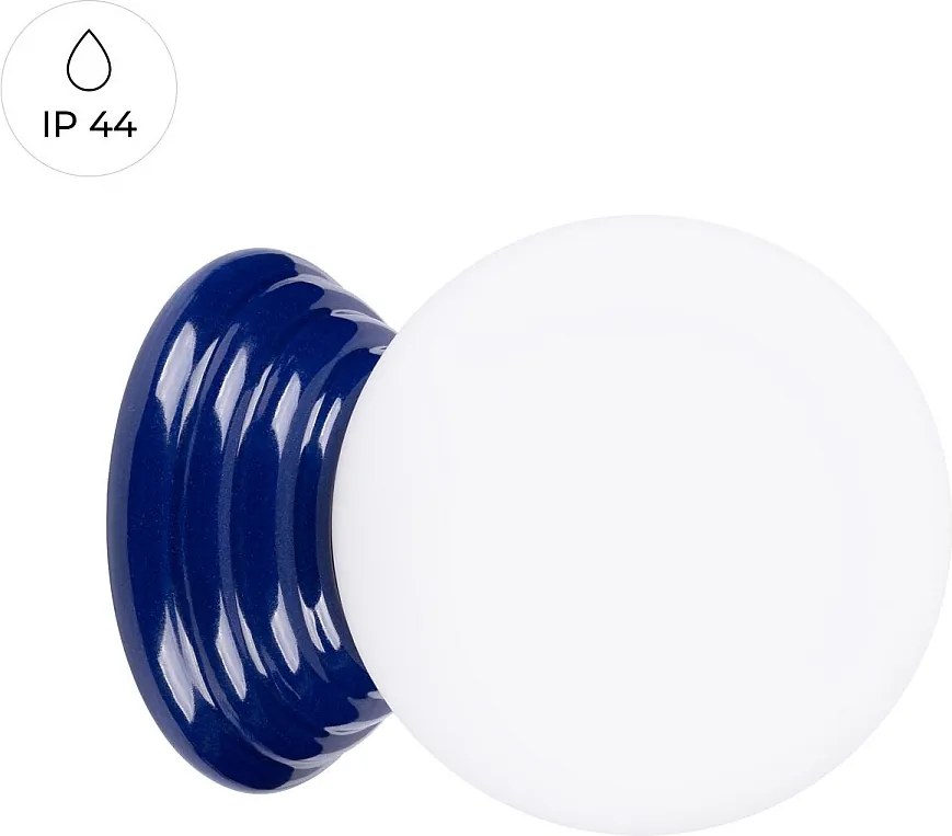 Lampa ścienna minimalistyczny Zori, ceramika szkliwiona/szkło - 1 źródło - L.12 x H.12 cm - ultramaryna