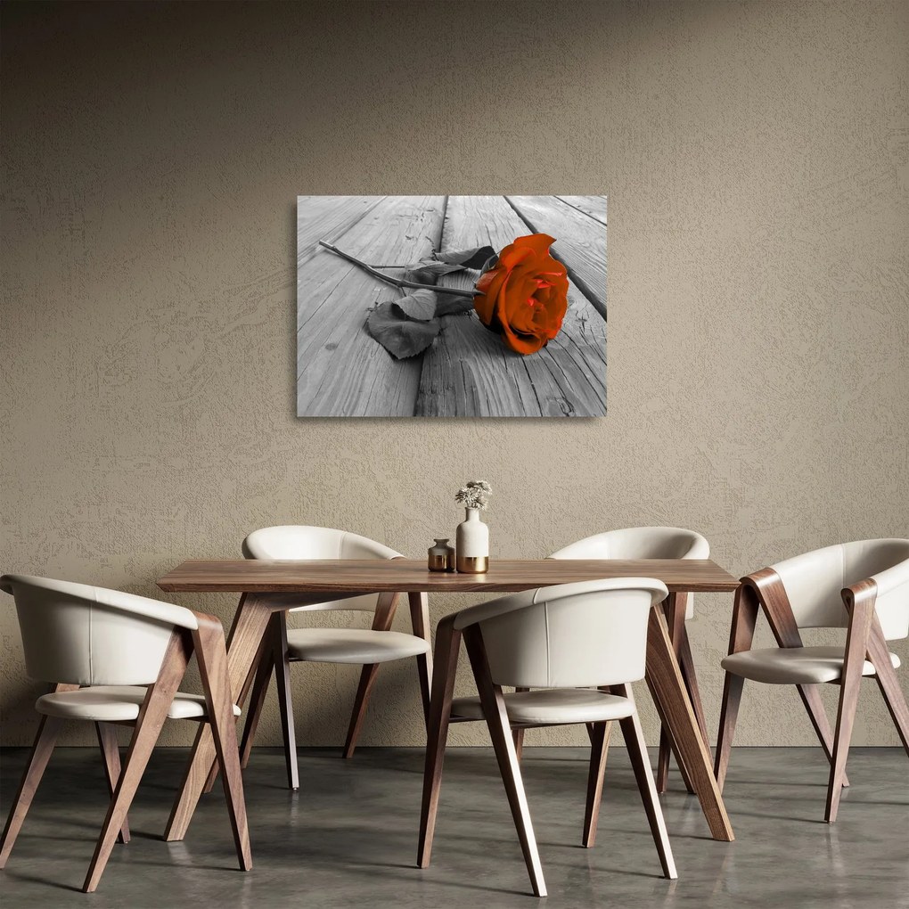 Obraz na szkle - Pomarańczowa róża (70x50 cm)