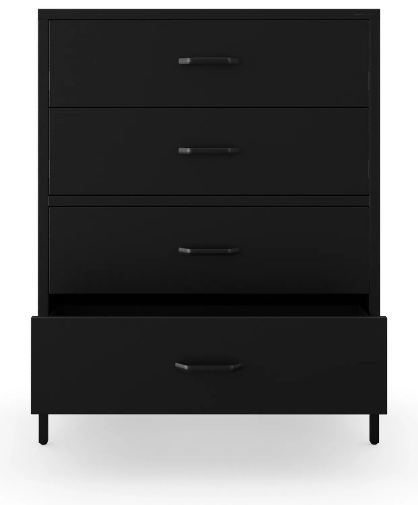 Komoda metalowa niska na nóżkach czarna, 800x1015x400 mm: CARLA Modern