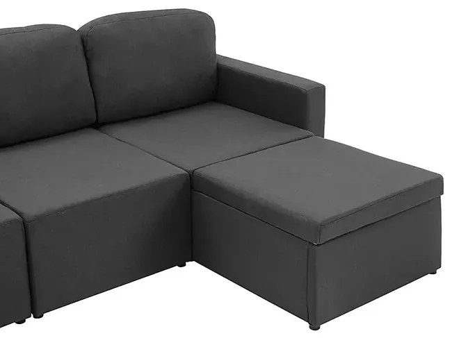 Rozkładana sofa modułowa ciemnoszara tkanina - Odi 4Q