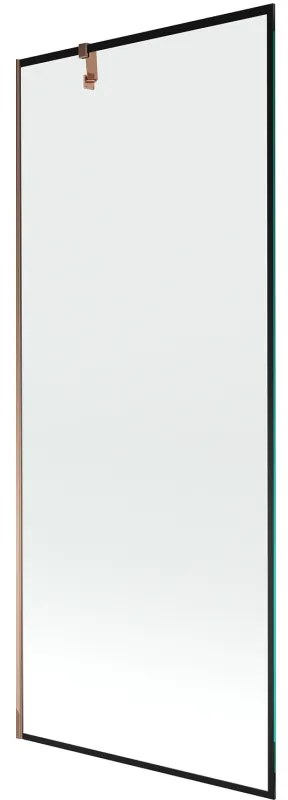Mexen Next parawan nawannowy 1-skrzydłowy 80 x 150 cm, czarna ramka, różowe złoto - 895-080-000-00-70-60