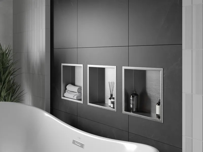 Mexen X-Wall-R półka wnękowa z kołnierzem 30 x 30 cm, inox - 1910303010