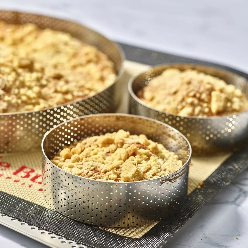 De Buyer 3098.09 perforowana okrągła rama do ciasta 24,5 cm, stal nierdzewna, 24,5 cm