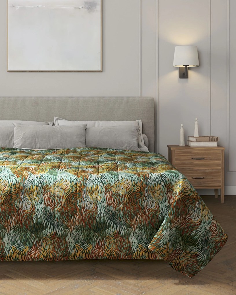Narzuta pikowana w pasy kolor wielokolorowy tkanina strukturalna, wzorzysta