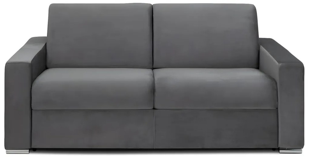 Kanapa 3-osobowa z ekspresowym mechanizmem rozkładania z weluru CALITO - Antracytowy - Wymiary miejsca do spania: 140 cm - Materac 18 cm z pamięcią kształtu