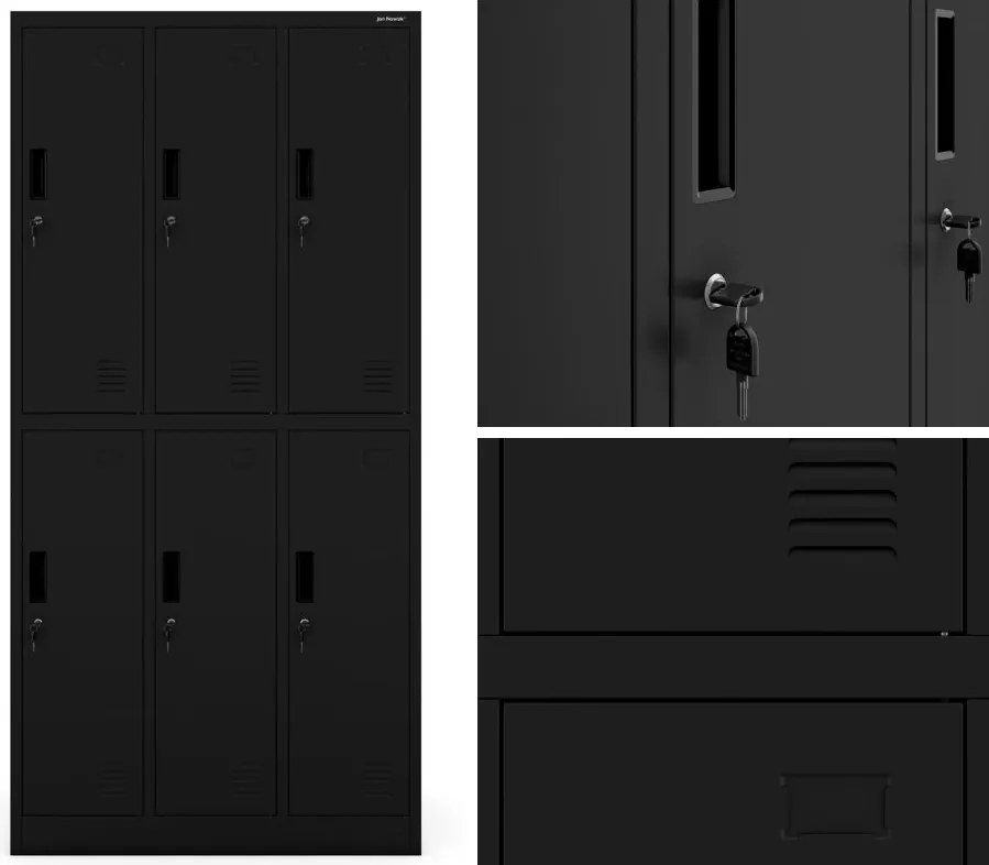 Szafa socjalna 6-skrytkowa Igor 90x45x185 cm, czarna