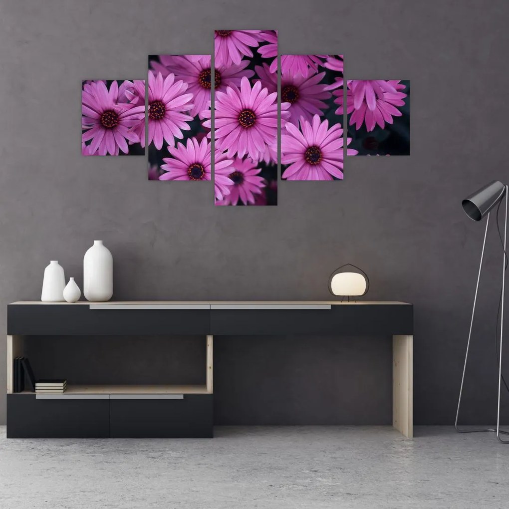 Obraz różowych kwiatów (125x70 cm)
