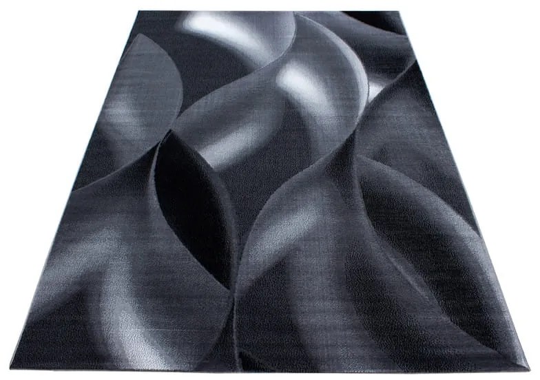 Dywan nowoczesny Plus Wstęgi szaro-czarny 140 cm x 200 cm