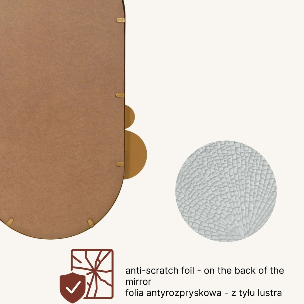 Lustro ścienne SAANA z geometrycznymi zdobieniami, 50 x 76 cm