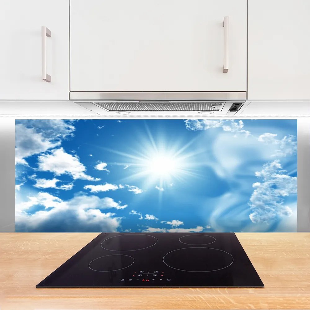 Szkło Ozdobne do Kuchni Błękitne Niebo z Obłokami