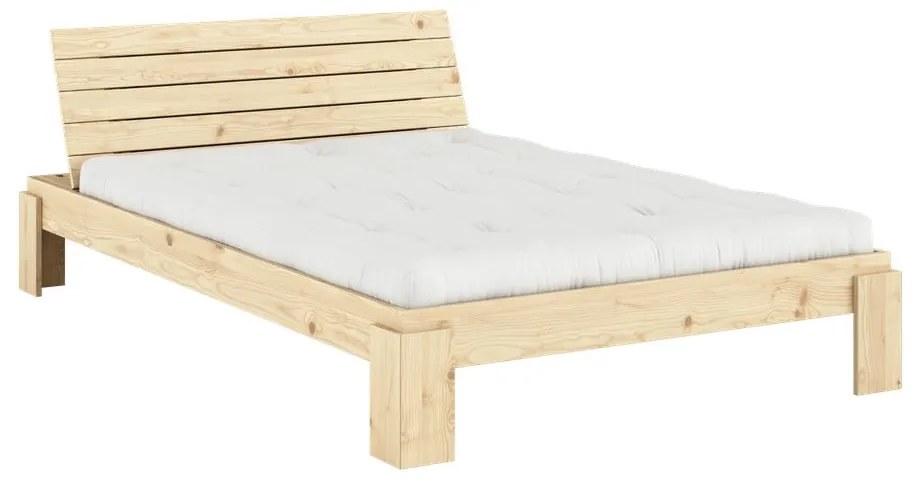 Łóżko dwuosobowe z litego drewna sosnowego ze stelażem 140x200 cm w naturalnym kolorze Layers – Karup Design