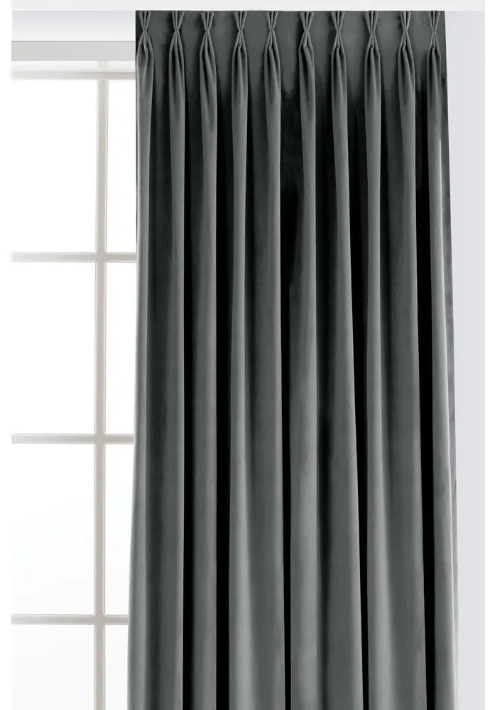 Ciemnoszara aksamitna zasłona częściowo zaciemniająca (dimout) 200x225 cm Velto – Filumi