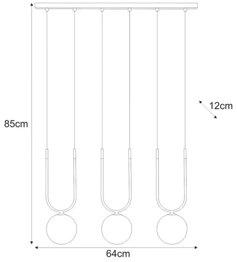 Trzypunktowa lampa wisząca beżowo-czarna M6-G06
