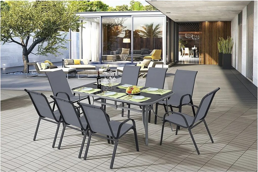 Zestaw ogrodowy "Cordoba XL 180" 8-osobowy – szary