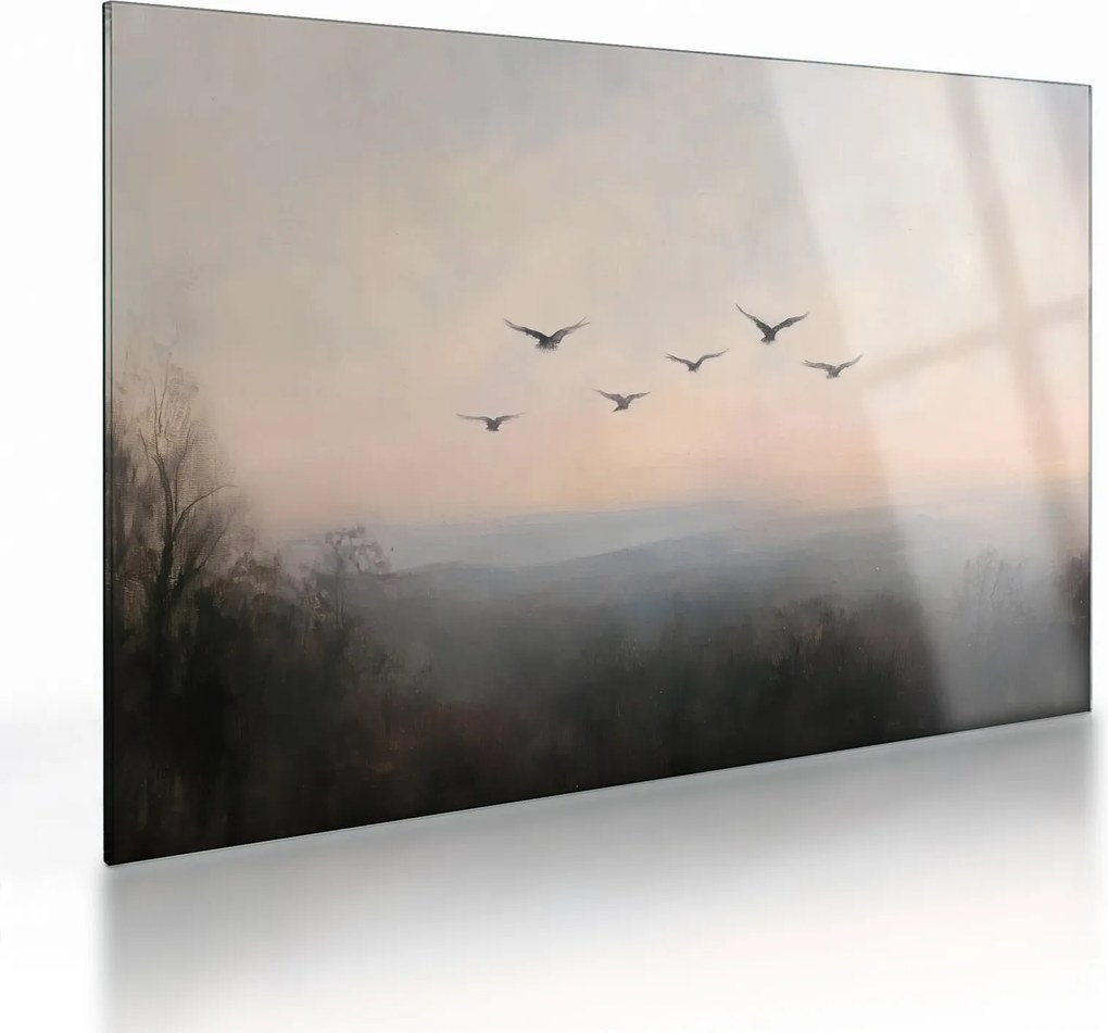 Obraz na szkle - Stado ptaków (70x50 cm)