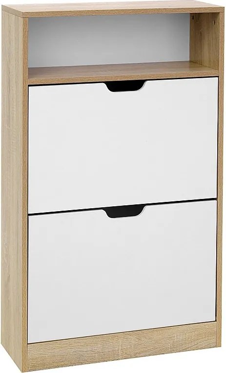 Szafka na buty 60x24x102 cm biała i naturalna