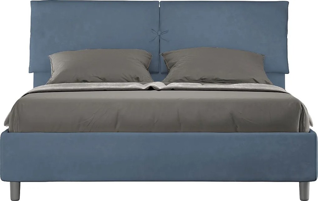 Łóżko bez stelaża tapicerowane 160x190 microfibra Niebieski Mados