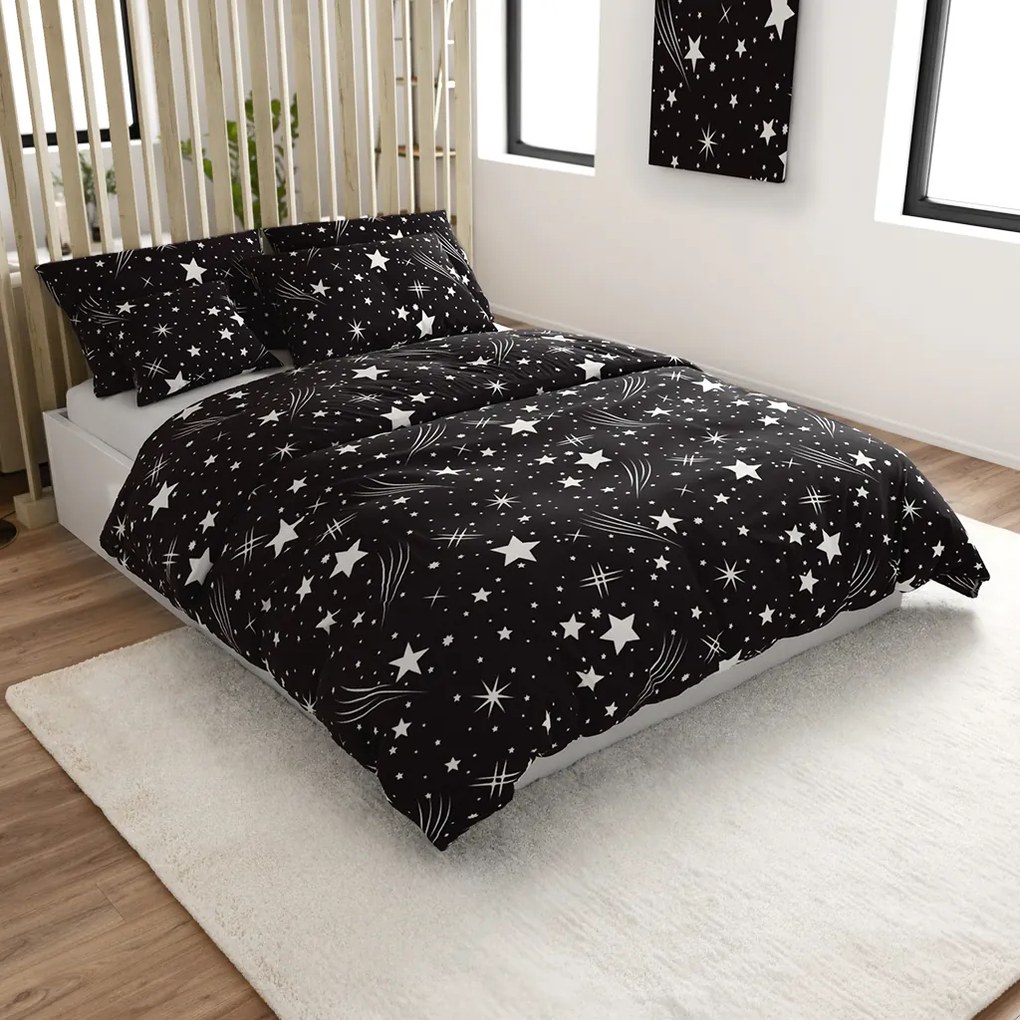 PrzytulneMieszkanie.pl PrzytulneMieszkanie.pl Pościel z mikrofibry NIGHT SKY czarna Rozmiar pościeli: 70 x 90 cm | 140 x 200 cm