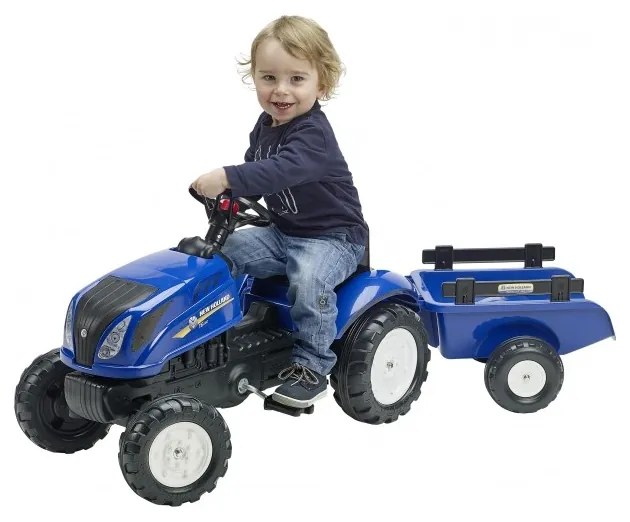 Falk traktor na pedały new holland duży z przyczepką + otwierana maska od 2 lat