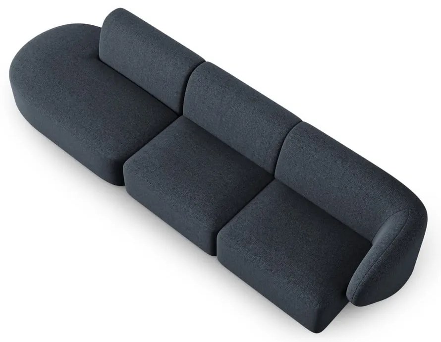 Niebieska sofa z tkaniny szenilowej prawostronna 311 cm Paolo – Milo Casa