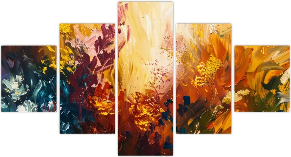 Obraz - Abstrakcyjny obraz kwiatów (125x70 cm)