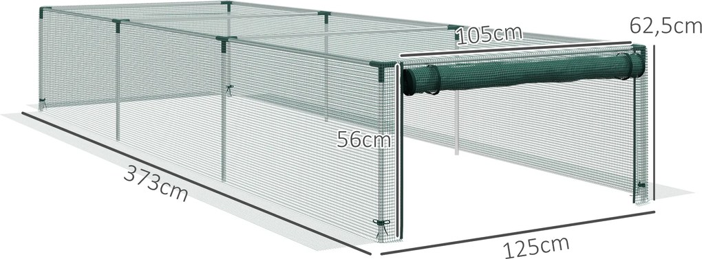 Outsunny Siatka Ogrodowa 125x373m z Drzwiami na Zamek Błyskawiczny Ochrona Przed Owadami Zielona | Aosom PL