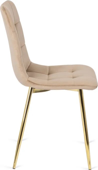 Krzesło Tapicerowane do Salonu YORK Kremowe Welurowe Glamour