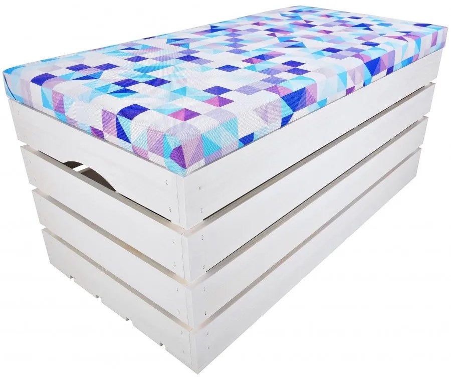 Pufa kufer skrzynia drewniana sosnowa siedzisko 80cm malowana biała