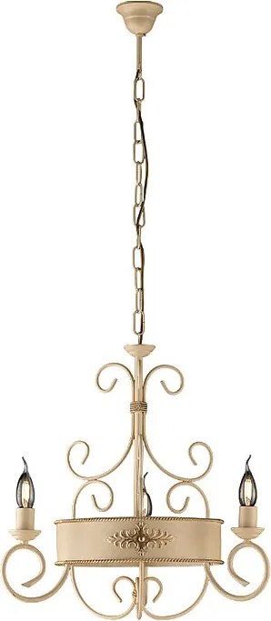 Żyrandol Baltimora z trzema światłami, lakierowany na kolor kości słoniowej, wykończenie decape, 113 x 54 cm BL183-3-AV