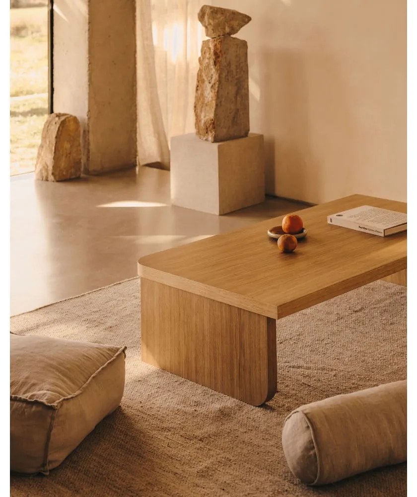 Stolik w dekorze dębu w naturalnym kolorze 75x140 cm Oaq – Kave Home