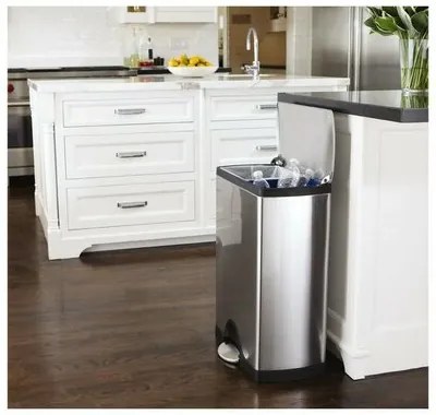 Simplehuman Prostokątny kosz na śmieci z pedałem,46 l, stal