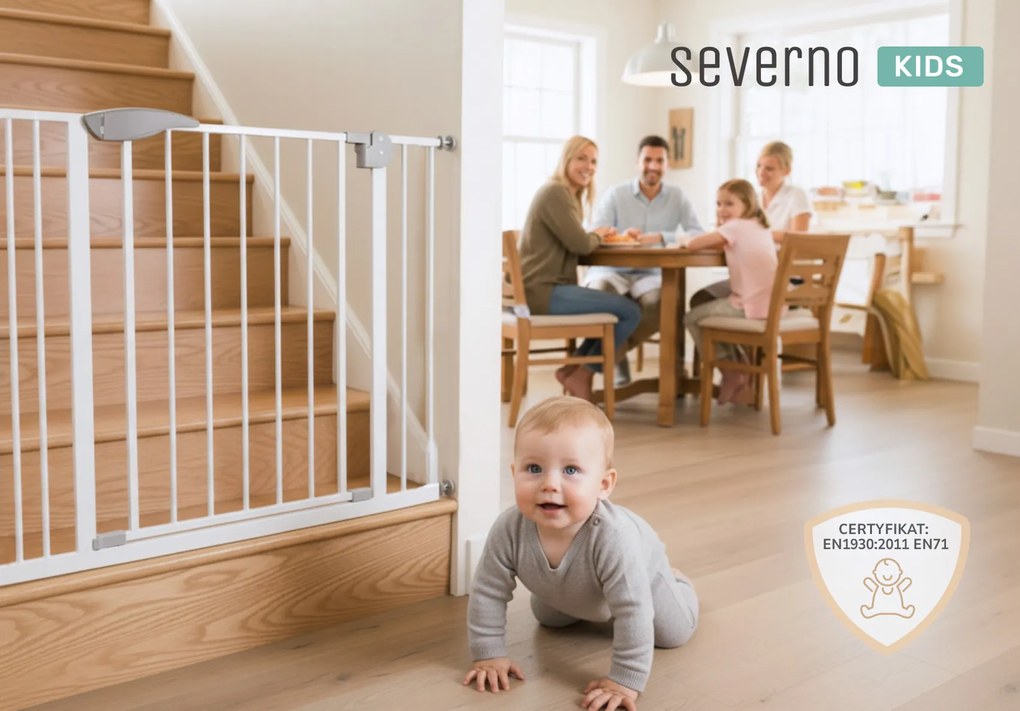 Bramka barierka zabezpieczająca na schody i drzwi biała