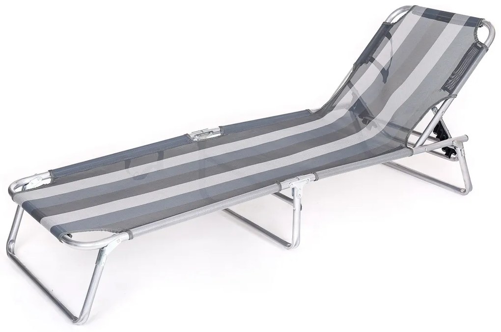 Happy Green Leżak plażowy Athina szary, 190 x 58 x 27 cm