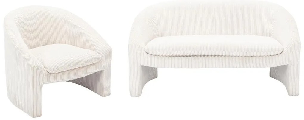 Kanapa 2-osobowa i fotel z kremowego sztruksu - OSSANA