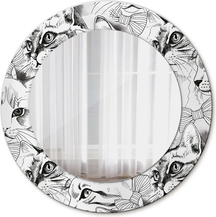 Lustro z nadrukiem dekoracyjne okrągłe Zwierzęta domowe koty
