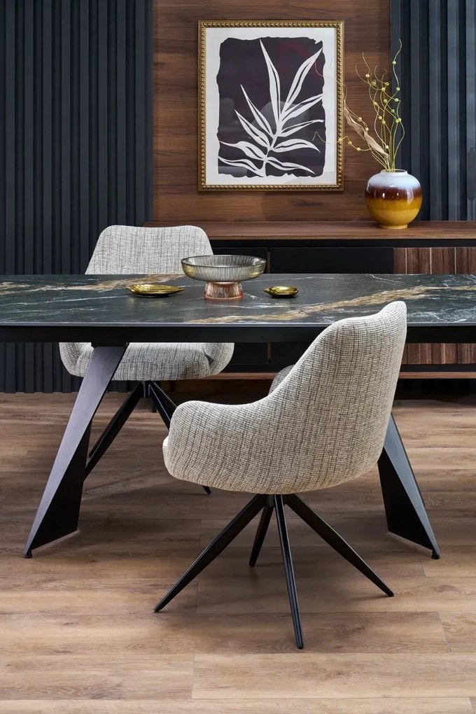 Stół rozkładany ARMANI 165(241)x90 czarny marmur/czarny HALMAR