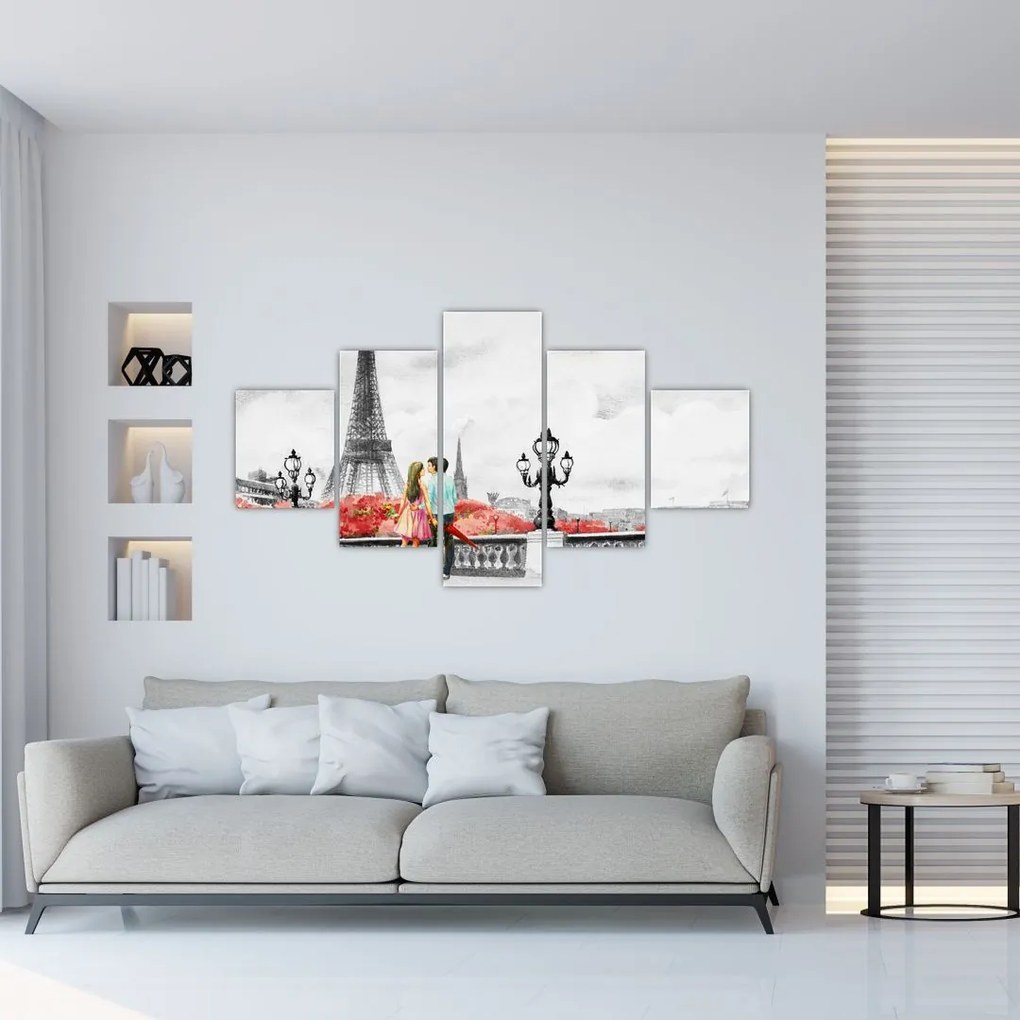 Obraz - Kochankowie w Paryżu (125x70 cm)