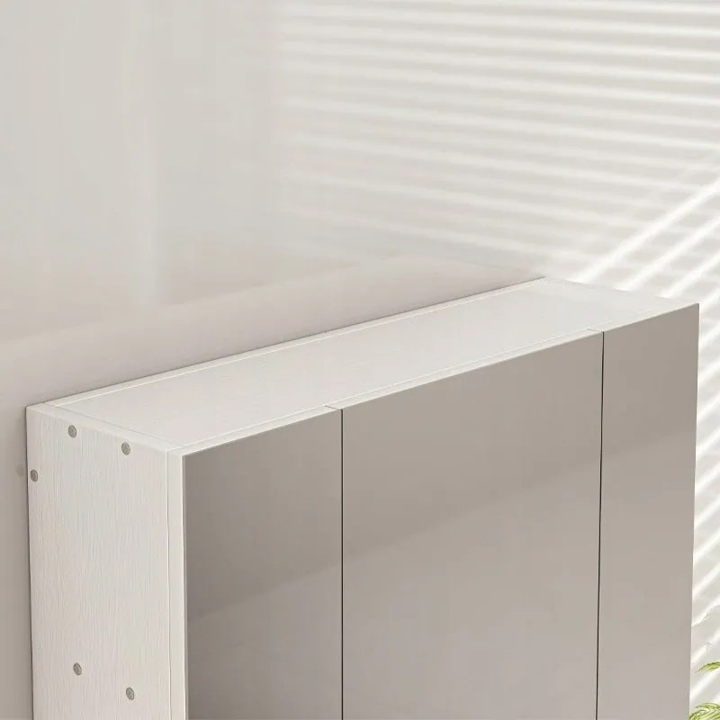 Wisząca szafka łazienkowa z trójdzielnym lustrem, montowana na ścianie, w nowoczesnym stylu loftowym